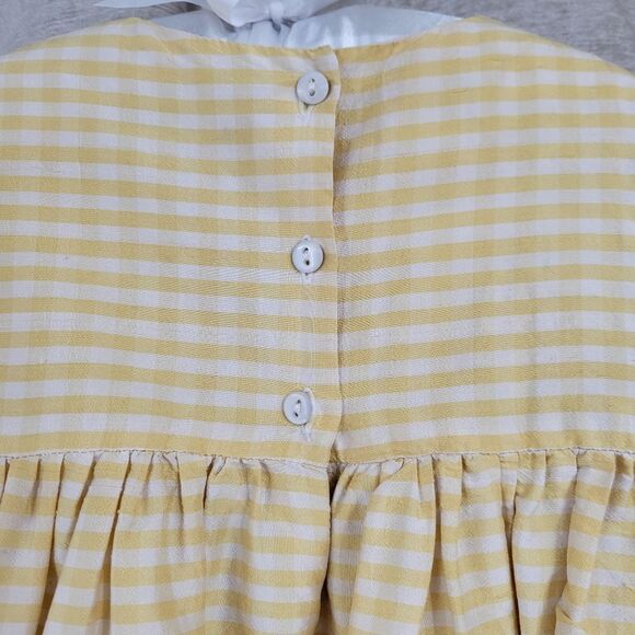 Simi Silk Butter Yellow Gingham Dress Infant Baby Girls Size 18mo - Picture 7 of 15
